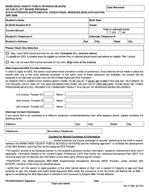 Miami-Dade County SES Application Form