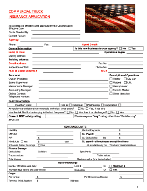 Commercial Truck Insurance Application