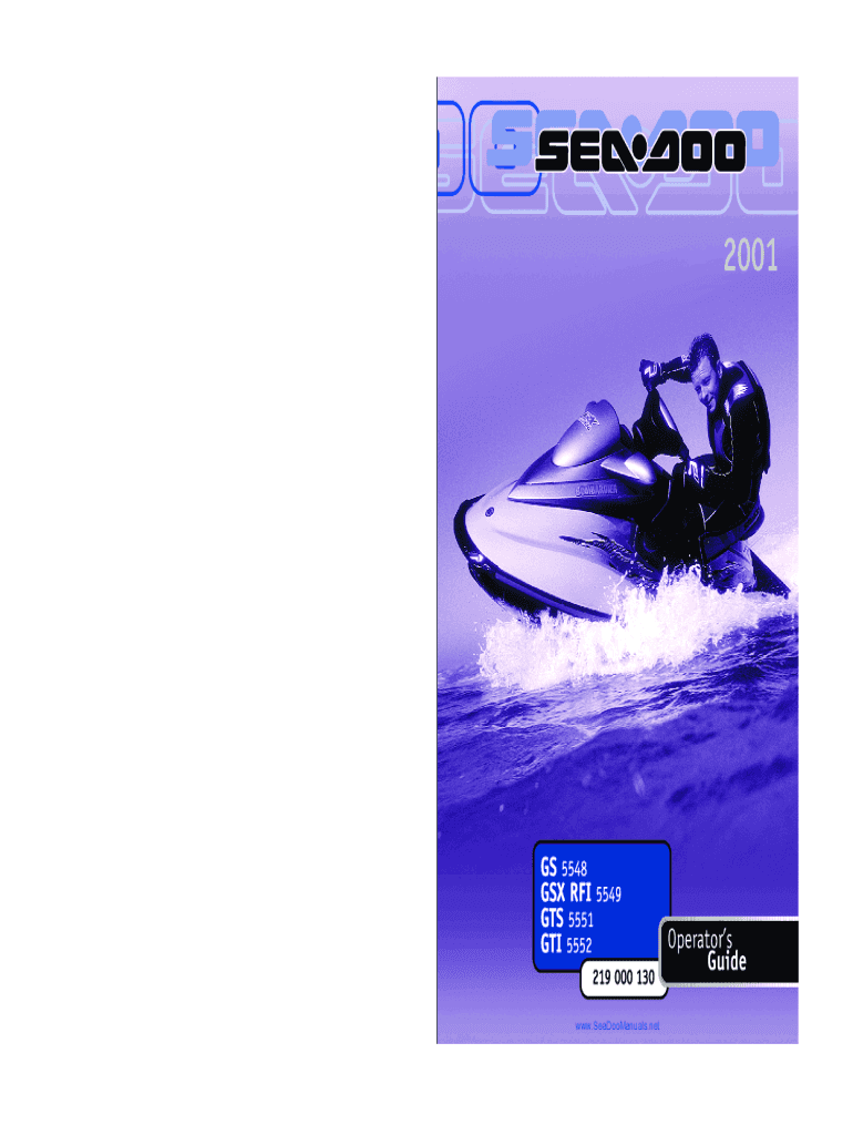 Fillable Online 2001 SeaDoo GS, GSX RFI, GTS, GTI Operator