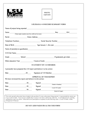 Oregon 4h photography record form