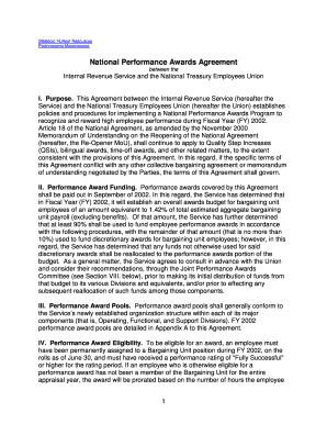 National Performance Awards Agreement
