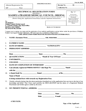 medical registration forms