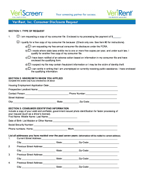 Consumer Disclosure Request Form