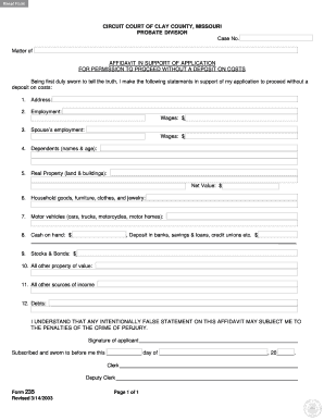 Affidavit of support for f1 visa sample - Affidavit In Support Of Application For Permission To - 7th Judicial ... - circuit7