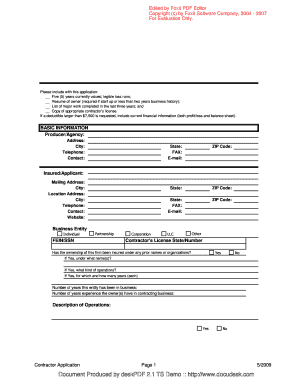 Contractor Application Form