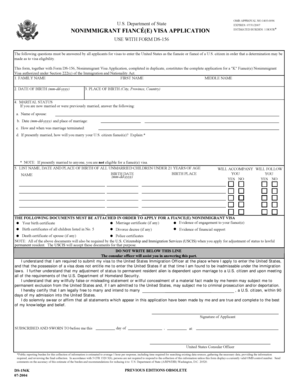 US Fiance Visa Application Form DS-156K