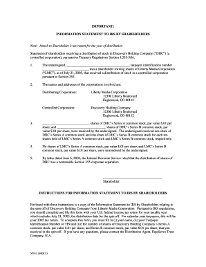 IRS Shareholder Information Statement