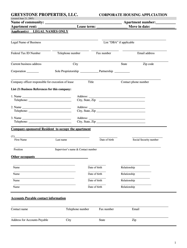 corporate lease application Preview on Page 1
