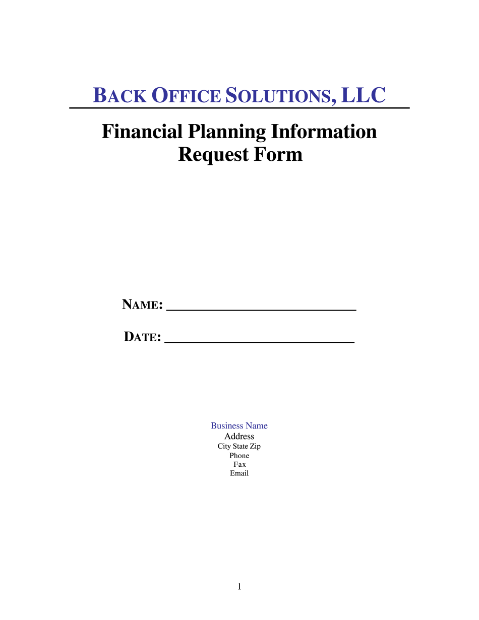 Financial Planning Information Request Form