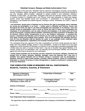 Robofest Consent and Media Authorization Form