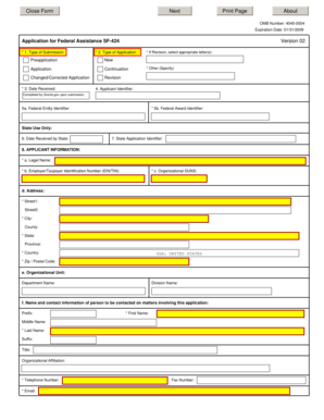 Application for Federal Assistance SF-424