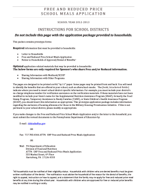 Free and Reduced Price School Meals Application