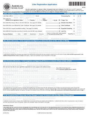 AKC Litter Registration Application