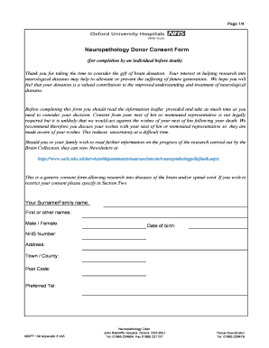 Donation form template word - Post-mortem tissue donation consent form for patients The Oxford ...