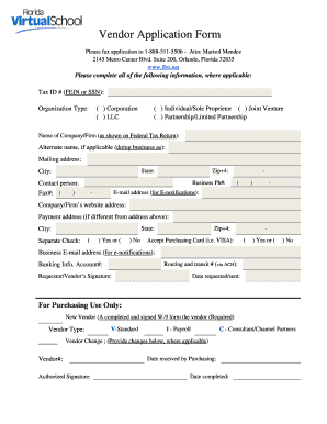 School vendor form