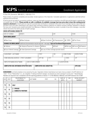 Health Plans Enrollment Application