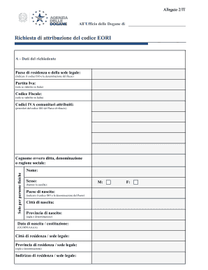 EORI Number Application Form