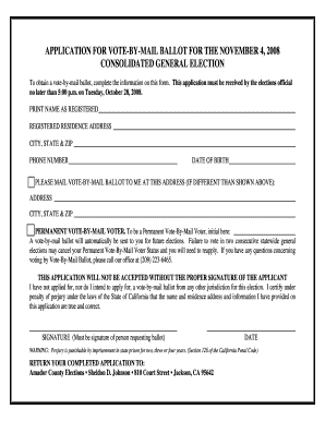 California Vote-by-Mail Ballot Application
