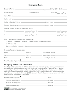 Emergency Form
