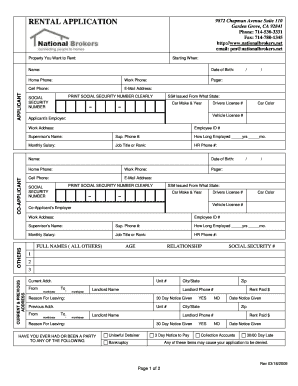 Rental Application Form