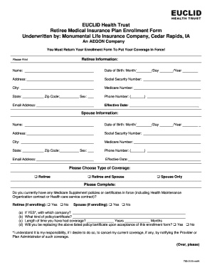 Retiree Medical Insurance Plan Enrollment Form