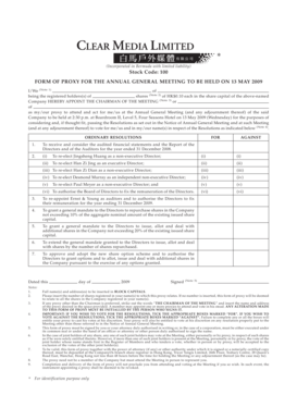 Proxy Form for Annual General Meeting