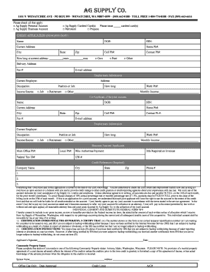 Ag Supply Credit Application