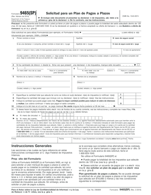 Formulario 9465(SP) Solicitud para un Plan de Pagos a Plazos