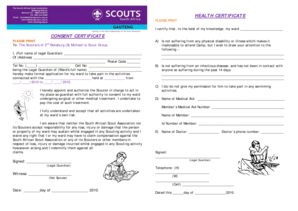 South African Scout Health Certificate