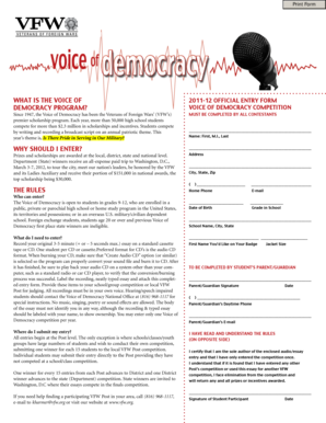 Voice of Democracy Competition Entry Form