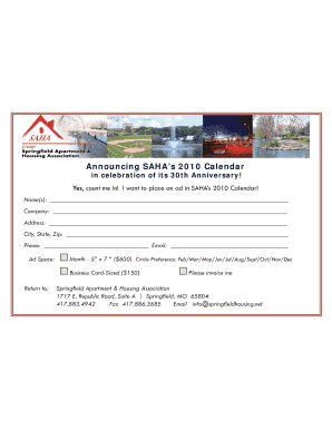 advertising calendar form