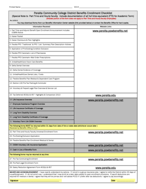 Peralta Community College District Benefits Enrollment Checklist