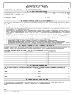 California Underground Storage Tank Response Plan