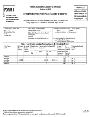 Form 4 Statement of Changes in Beneficial Ownership