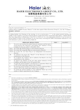 Haier Proxy Form 2011