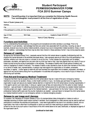 Fillable Online Fca Permission Waiver Form Fax Email Print Pdffiller