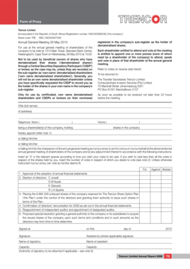 Proxy Form for Annual General Meeting