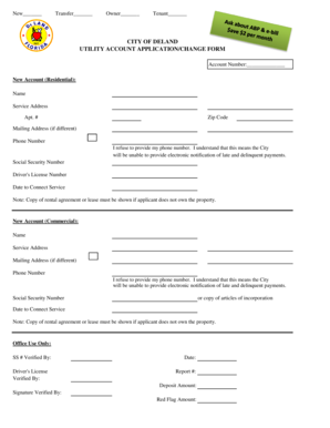 Utility Account Application Form