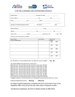 CCEP Pre-Screening and Appointment Request