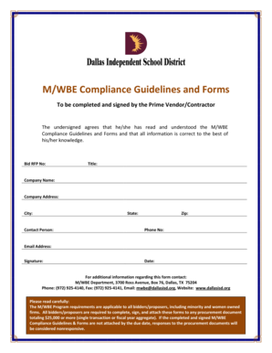 M/WBE Compliance Form