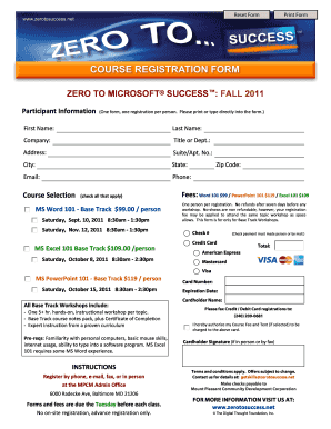 Daily work report template - Reset Form Print Form ZERO TO MICROSOFT SUCCESS : FALL 2011 Participant Information (One form, one registration per person