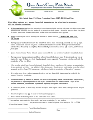 High School Smart/Cell Phone Permission Form