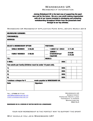 Wakeboard UK Membership Application Form