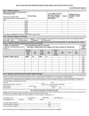 Multi-Child Free and Reduced-Price School Meals Application