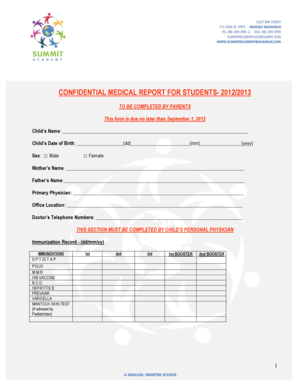Confidential Medical Report for Students