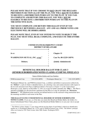 Beneficial Holder Ballot for Class 3