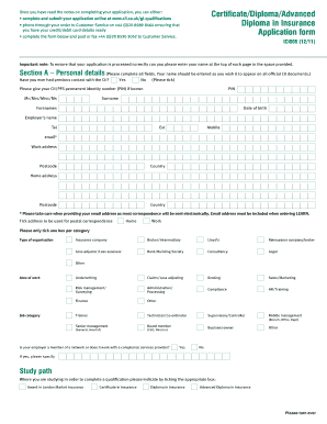Diploma in Insurance Application Form