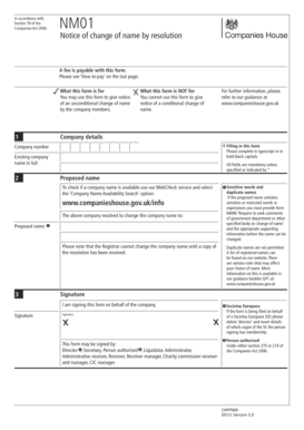 UK Notice of Change of Company Name