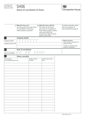 UK Notice of Cancellation of Shares