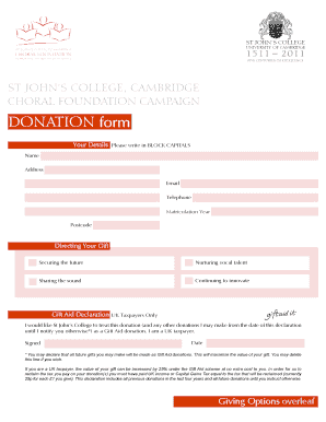 St John’s College Donation Form